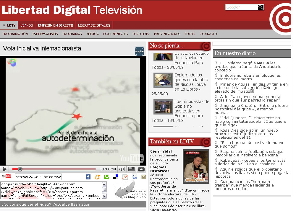 Libertad Digital pide el voto para Iniciativa Internacionalista